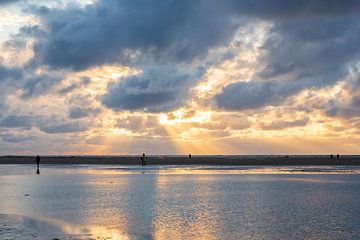 coucher de soleil, Ameland, coucher de soleil, région des Wadden, Wad sur M. B. fotografie