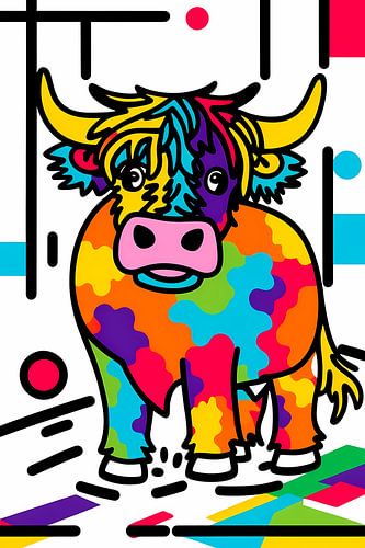 Kleurrijke Pop Art Koe
