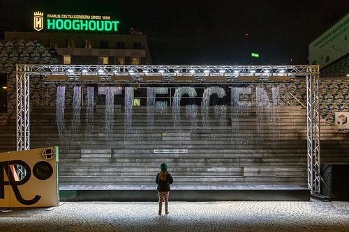 Water artwork Bit.fall on the Grote Markt in the city of Groningen