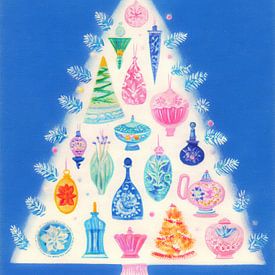 Elegant pastel-coloured artwork with ornamental tree by But First Framing