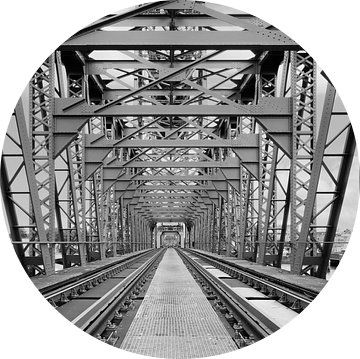 Voormalige spoorbrug 'De Hef' in Rotterdam (staand zwart wit) van Rick Van der Poorten