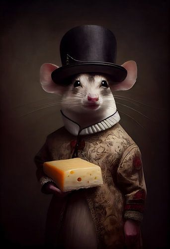 Muis met een stukje kaas van But First Framing