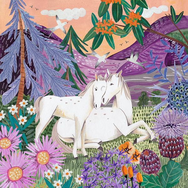 Horses in the mountains by Caroline Bonne Müller