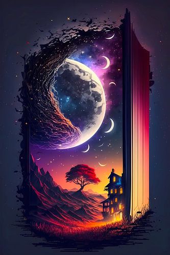 livre ouvert dans l'espace