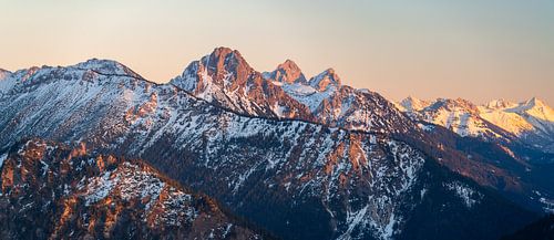 Zonsondergang over Gimpel, Roten Flüh en Kellenspitze