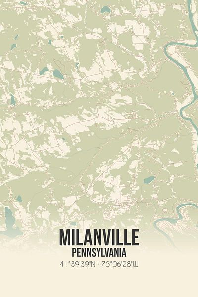 Vintage map of Milanville (Pennsylvania), USA. by Prints of Place