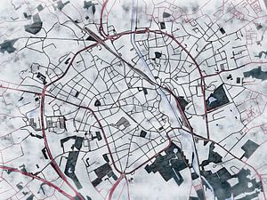 Karte von Aalst im stil 'White winter'