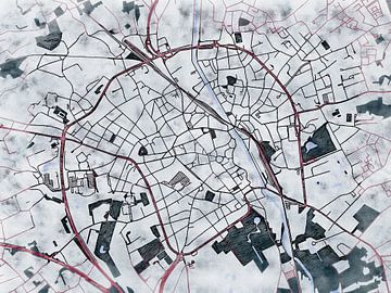 Map of Aalst with the style 'White Winter' by Maporia