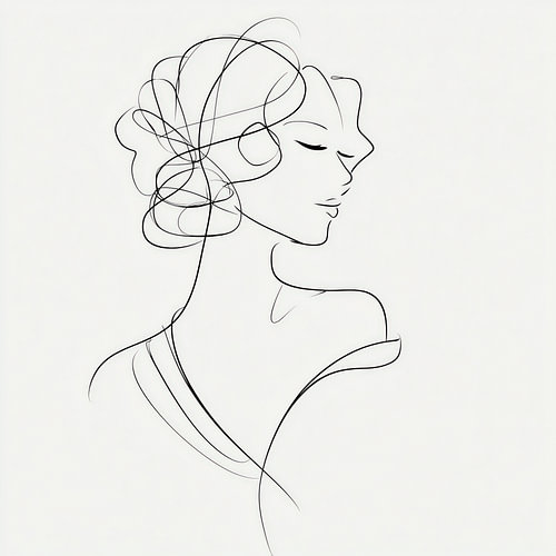 Vrouw haarstyle lijn tekening
