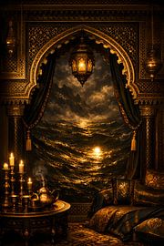 Orientalische Oase mit Blick aufs stürmische Meer von ButterflyPix