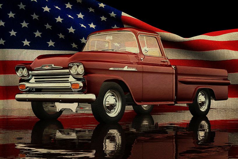 Chevrolet Apache with American flag by Jan Keteleer (JanKé): A Journey Beyond the Canvas