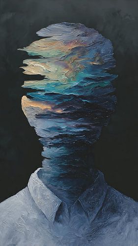 Faceless Figure Dissolving Into Color Memories
