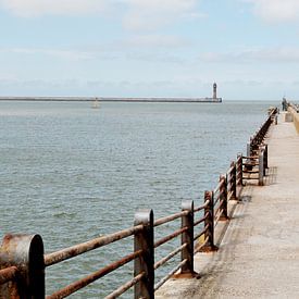 Dunkerque avec vue sur la mer du Nord et le phare sur Blond Beeld