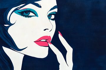 Portrait séduisant en bleu et blanc sur Poster Art Shop