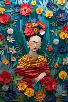 Frida - Exquise œuvre d'art en papier 3D