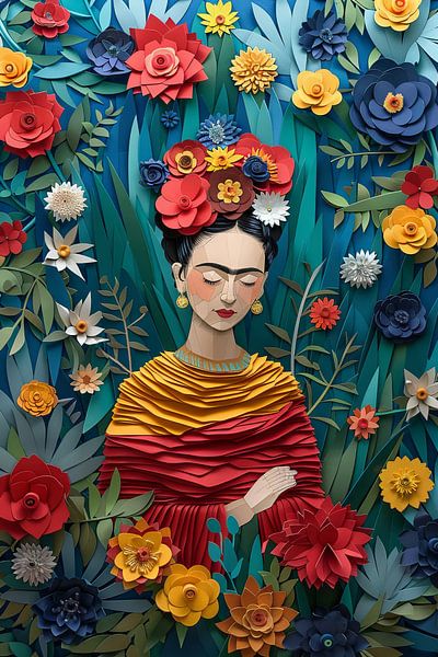 Frida - Schitterend papieren 3D-kunstwerk van Poster Art Shop