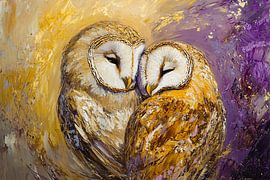 Liefdevolle uilen in kleurrijke tinten van Imperial Art House