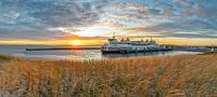Ferry and sunset on Texel.