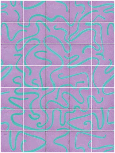 Modern en abstracte lijnen op een tegelpatroon, lila - aqua