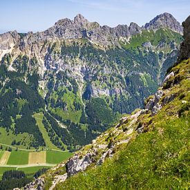 Bergpanorama van de Krinnenspitze tot de Haldensee en de bergen van Tannheim van Walter G. Allgöwer