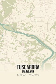 Vintage landkaart van Tuscarora (Maryland), USA. van MijnStadsPoster