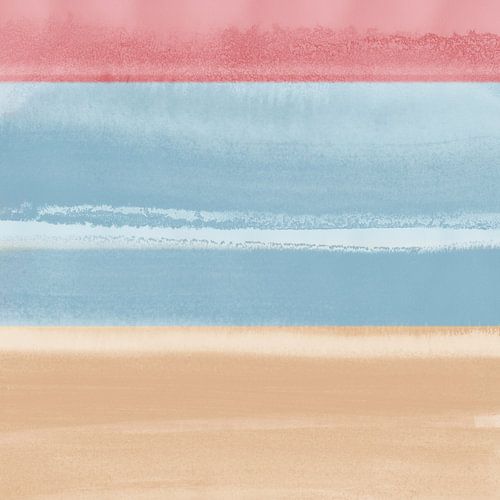 Paysage abstrait minimaliste aux couleurs pastel. Rose, bleu, sable.