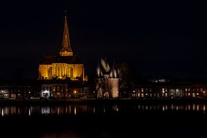 Kampens Stadtfront in der Dunkelheit