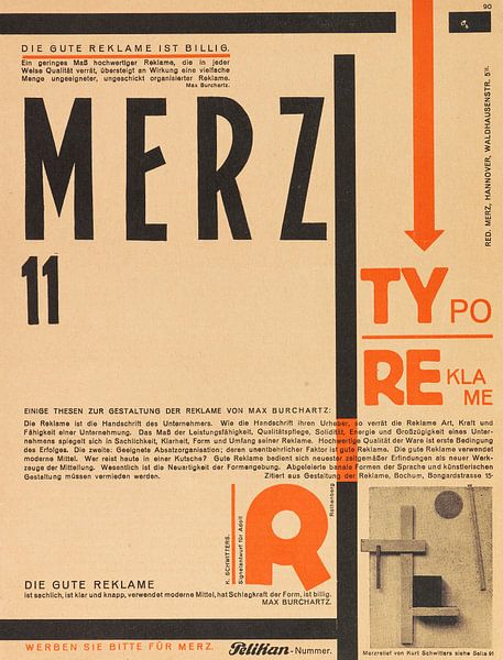 KURT SCHWITTERS, Merz 11. Typoreklame, 1924 van Atelier Liesjes