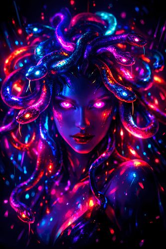 Neon Medusa of the Glowing Shadows