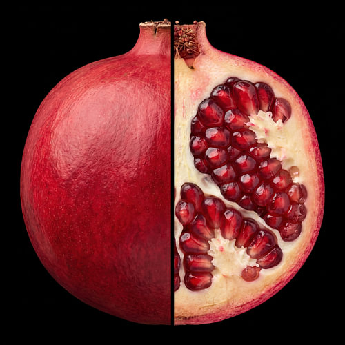 Pomegranate — Whole and Cut Open