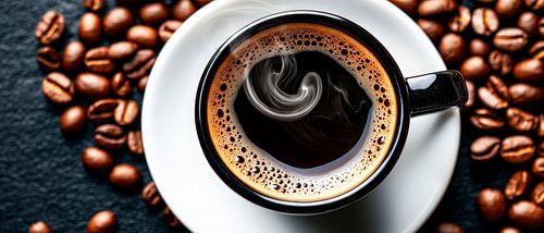 Koffiekopje met bonen - moment van plezier