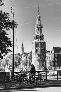 Innere Stadt von Amsterdam Niederlande Schwarz und Weiß