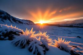 Snow caps in the last glow by Jean Pierre