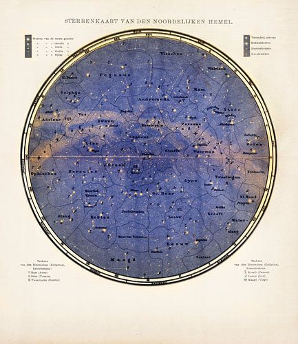 Sternkarte des nördlichen Himmels mit Text