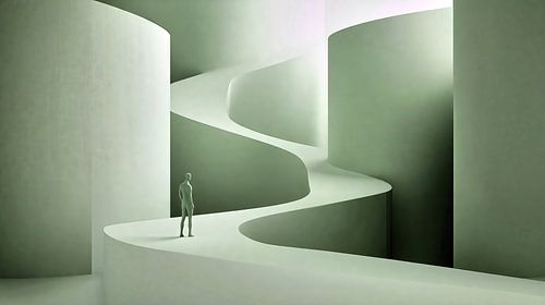 Pad in abstracte groene omgeving