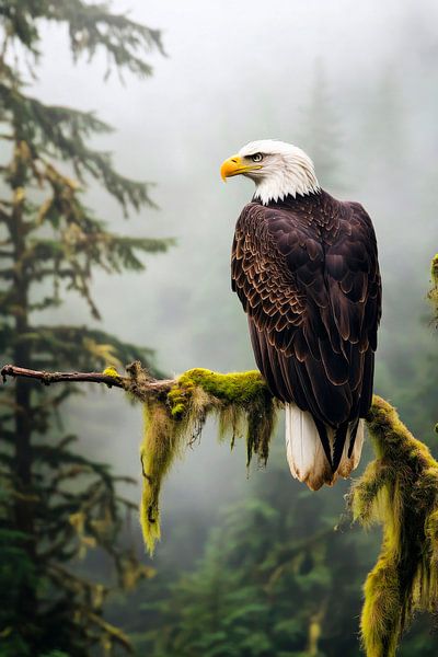 Bald Eagle in the cloud forest by Poster Art Shop