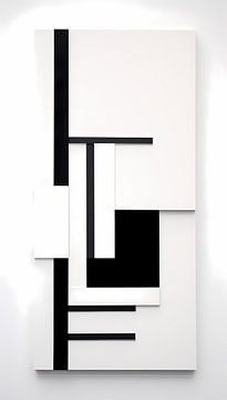 Minimalistische Steenkunst - Zwart-Wit Vierkant sur Surreal Media