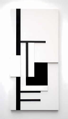 Minimalistische Steenkunst - Zwart-Wit Vierkant