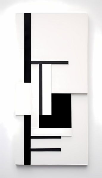 Minimalistische Steenkunst - Zwart-Wit Vierkant par Surreal Media