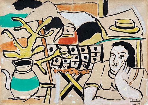 Fernand Léger, Een bruine vrouw en een gele plant, 1949