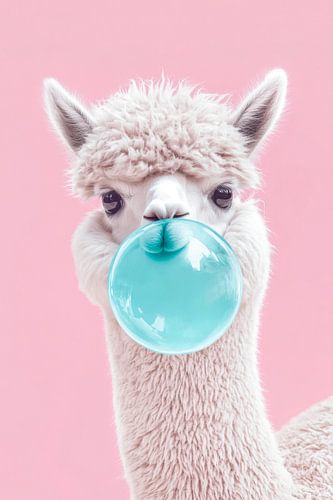 Lama met kauwgombel