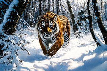 Siberische tijger in de sneeuw van Imperial Art House