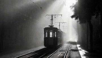 Lissabon in de ochtend met mist van Mustafa Kurnaz