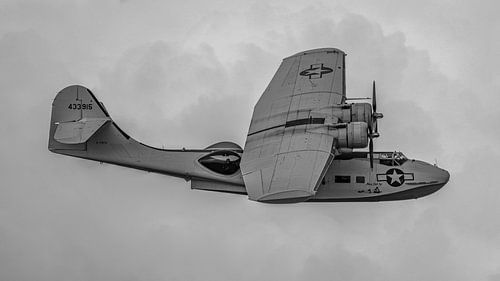 Consolidated PBY Catalina in zwart-wit.