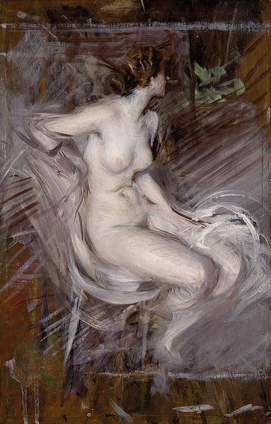 Giovanni Boldini - Nude of a young seated woman (1931) by Peter Balan