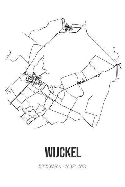 Wijckel (Fryslan) | Map | Black and white by Prints of Place