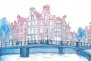 Amsterdamer Gracht in Pastelltönen