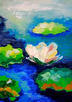 Witte Lotus / Lotus bloemen / Monet water lelies / vijver van Jolanda Bakker