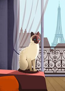 Siamese Kat in Parijs van Eduard Broekhuijsen