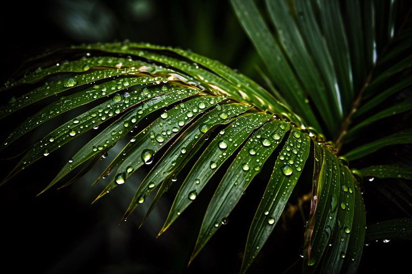 Leaf with water droplets in close-up by Art & Soul Creations